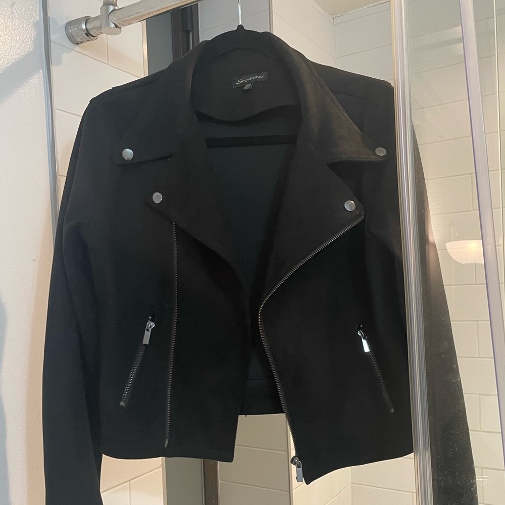 Suede black motorcycle jacket